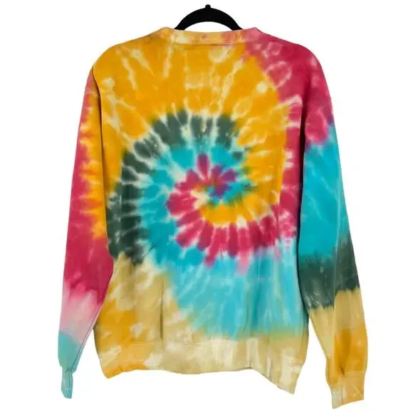 La Detresse Revolve Womens Tropical Pullover Tie Dye Fleece Sweatshirt Medium M - Picture 5 of 11